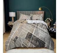 Set Copripiumino Una Piazza e Mezza Giornale Morbido Microfibra Biancheria da Letto Riviste Vintage per Adulti Stampa 3D Copripiumini 200x200 + 2 Federe 50x80 B-2228