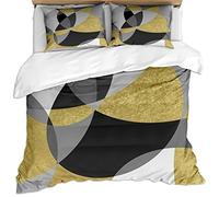 Set Copripiumino Una Piazza E Mezza Invernale Per Ragazzo 200X200Cm 3 Pezzi Set Motivo Arte Bohémien In Oro Giallo E Nero 3D Set Di Biancheria Da Letto In Microfibra Con Cerniera E 2 Federe 50X80Cm
