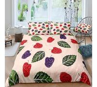 Set Copripiumino Una Piazza e Mezza Lampone Biancheria da letto Stile Pastorale in Morbida Microfibra 3D Parure Copripiumino 200x200 cm con Cerniera e 2 Federe 50x80 cm D.3172