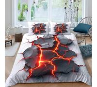 Set Copripiumino Una Piazza e Mezza Lava Biancheria da letto Arte Astratta in Morbida Microfibra 3D Parure Copripiumino 200x200 cm con Cerniera e 2 Federe 50x80 cm K.5120