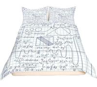 Set Copripiumino Una Piazza e Mezza Matematica, Set di Biancheria da Letto Formula Geometrica in Morbida Microfibra Stampa 3D Copripiumino 200x200 con Cerniera e 2 Federe 50x80 cm F-1349