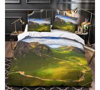 Set Copripiumino Una Piazza e Mezza Montagna Morbido Microfibra Biancheria da Letto Paesaggio Verde Naturale Stampa 3D Copripiumini 200x200 + 2 Federe 50x80 H.106