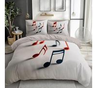 Set Copripiumino una Piazza e Mezza Note Musicali, Copripiumino Double Face Musica Rock Biancheria da Letto in Microfibra, 3D Copripiumini 200x200 cm e 2 Federe 2532-ABC