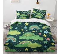 Set Copripiumino una Piazza e Mezza Nuvola Arcobaleno Bambina Bambini Copripiumino 200x200 con Cerniera Caldo Morbido Anallergica Microfibra Copripiumini e 2 Federe 50x80 cm