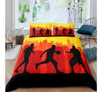 Set Copripiumino Una Piazza e Mezza Pallacanestro Morbido Microfibra Biancheria da Letto Tema Sportivo Arancione e Giallo Stampa 3D Copripiumini 200x200 + 2 Federe 50x80 F.1564
