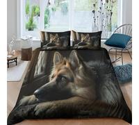 Set Copripiumino Una Piazza e Mezza Pastori Tedeschi 3D Biancheria da Letto Cani da Fattoria 3 Pezzi Morbida Microfibra Copripiumino 200 x 200 cm Copripiumini con Cerniere e 2 Federe aa_2242