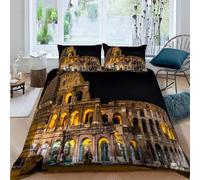 Set copripiumino una piazza e mezza Rome 3D Copripiumino una Piazza e Mezza Italia Biancheria da Letto Reversibile Microfibra 3 Pezzi con 2 federe da 50 x 80 cm bb96