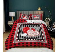 Set Copripiumino Una Piazza e Mezza San Valentino Biancheria da letto Cuore in Morbida Microfibra 3D Parure Copripiumino 200x200 cm con Cerniera e 2 Federe 50x80 cm H.3022