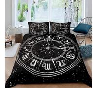 Set Copripiumino Una Piazza e Mezza Segni Zodiacali, Set di Biancheria da Letto Zodiaco in Morbida Microfibra Stampa 3D, Copripiumino 200x200 con Cerniera 2 Federe 50x80 cm A-103