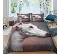 Set Copripiumino Una Piazza e Mezza Segugio Biancheria da letto Cane Carino in Morbida Microfibra 3D Parure Copripiumino 200x200 cm con Cerniera e 2 Federe 50x80 cm M.4861