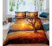 Set Copripiumino Una Piazza e Mezza Sole Morbido Microfibra Biancheria da Letto Belle Foglie Autunnali Stampa 3D Copripiumini 200x200 + 2 Federe 50x80 F.1618