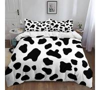 Set Copripiumino una Piazza e Mezza Stampa di Mucca, Copripiumino Double Face Pelle di Mucca Biancheria da Letto in Microfibra, 3D Copripiumini 200x200 cm e 2 Federe 5108-ABC
