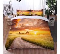 Set Copripiumino Una Piazza e Mezza Strade Sterrate di Campagna Biancheria da letto Crepuscolo in Morbida Microfibra 3D Parure Copripiumino 200x200 cm con Cerniera e 2 Federe 50x80 cm M.1592