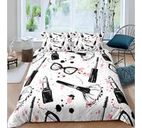 Set Copripiumino Una Piazza e Mezza Strumenti per Il Trucco Biancheria da letto Occhiali in Morbida Microfibra 3D Parure Copripiumino 200x200 cm con Cerniera e 2 Federe 50x80 cm F.16