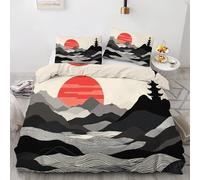 Set Copripiumino una Piazza e Mezza Tramonto Biancheria Da Letto Microfibra Morbida Mappa Delle Montagne E Dei Fiumi Copripiumini 200x200 cm con 2 Federe Cuscino, Zip Nascosto -KG4941