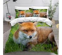 Set Copripiumino una Piazza e Mezza Volpe, Biancheria da Letto Animali Selvatici in Morbida Microfibra 3D Copri piumino 200x200 con Cerniera e 2 Federe 50x80 cm B-3840