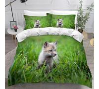 Set Copripiumino una Piazza e Mezza Volpe, Biancheria da Letto Simpatici Animali in Morbida Microfibra 3D Copri piumino 200x200 con Cerniera e 2 Federe 50x80 cm B-3805