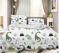 Set copripiumino verde modello dinosauro 3D set biancheria da letto federe