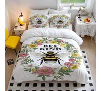 Set copripiumino vintage con api botaniche disegnato a mano, sottolineando la gentilezza e la vita, perfetto per letti singoli o matrimoniali (05, matrimoniale 200 x 200 cm + 65 x 65 cm x 2)