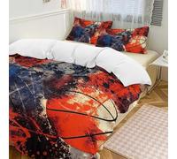 Set copripiumino vintage da 3 pezzi con 2 federe con palla sportiva calda e chiusura a cerniera, morbido set di biancheria da letto per tutte le stagioni, 201 x 229 cm