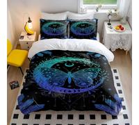Set copripiumino viola nero mistico, design con drago meccanico mandala, stile artistico da sogno, perfetto per la decorazione della camera da letto (01, matrimoniale: 200 x 200 cm, 65 x 65 cm x 2)