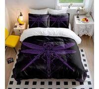 Set copripiumino viola nero mistico, design con drago meccanico mandala, stile artistico da sogno, perfetto per la decorazione della camera da letto (04, matrimoniale: 200 x 200 cm, 65 x 65 cm x 2)