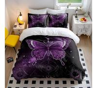 Set copripiumino viola nero mistico, design con drago meccanico mandala, stile artistico da sogno, perfetto per la decorazione della camera da letto (02, singolo, 135 x 200 cm + 50 x 75 cm x 2)