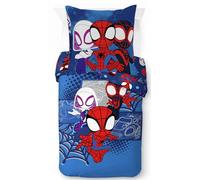 Set Copripiumone Singolo 100% Cotone Marvel Spidey e i Suoi Incredibili Amici Vroom - Include una federa per cuscino 80 x 80