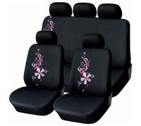 Set Coprisedili Anteriori e Posteriori Universali in Poliestere e Spugna Spring Flowers Grigi