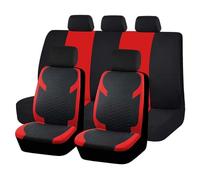 Set Coprisedili Auto da 9 Pezzi per Dodge Nitro 2011-2026, Coprisedili in Tessuto Coprisedili per Auto Protezione per Sedile Interni,C/Black-Red
