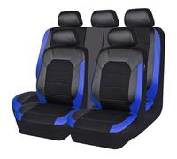 Set Coprisedili Auto per KIA Tonic 2012-2026, Coprisedili in Pelle E Tessuto Traspiranti Sedili Protezion Coprisedile Antiscivolo Interni Accessori,C/Black-Blue-5 Seats