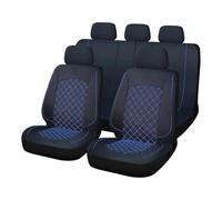Set Coprisedili Auto Universali 11 Pezzi Anteriori e Posteriori, Tessuto Lavabile, Antiscivolo, Elasticizzato Trapuntato in Poliestere, Cerniere per Sedili (Nero-Blu) -OFFICINE MILANO