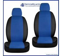 Set di Coprisedili e Copri Poggiatesta per Sedili Anteriori Prodotto Artigianale Universale Bordi Elasticizzati per Airbag Laterale Lavabili lavatrice Ganci Di Fissaggio MADE IN ITALY (Blu / Nero)