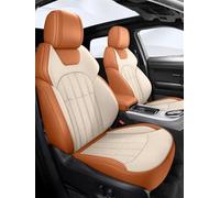 Set Coprisedili Per Auto Coprisedile Auto In Pelle Personalizzato Per Dodge Per Challenger 2012-2015 Accessori Interni Set Completo Automobili Coprisedile Anteriore(White coffee,Standard)