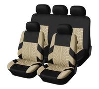 Set Coprisedili Per Auto Coprisedili Auto Set Completo Protezioni Sedili Universali Accessori Con Motivo Tracce Pneumatici Alla Moda Coprisedile Anteriore(Beige,Full)