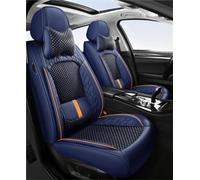Set coprisedili per auto Set Completo Di Coprisedili A 5 Posti Con Supporto Lombare Integrato E 2 Poggiatesta Cuciti In Pelle Seta Ghiaccio Vestibilità Universale Coprisedile Seduta(Blu)