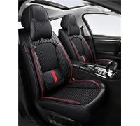 Set coprisedili per auto Set Completo Di Coprisedili A 5 Posti Con Supporto Lombare Integrato E 2 Poggiatesta Cuciti In Pelle Seta Ghiaccio Vestibilità Universale Coprisedile Seduta(Nero)