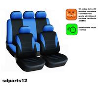Set Coprisedili Universali Auto in Tessuto Elasticizzato Nero/Blu Lavabili