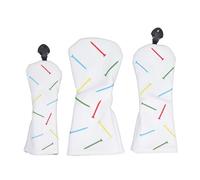 Set copritesta per mazze da golf Copricapo protettivo per mazze da golf in pelle PU premium con etichette numeriche regolabili per appassionati di golf 3 pezzi Piccolo Medio Grande (Bianca)