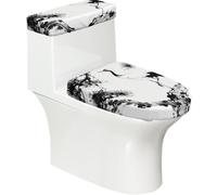 Set copriwater elastico con ramo di pino gru e copertura per serbatoio, decorazione da bagno morbida elastica per il bagno a forma di U ovale