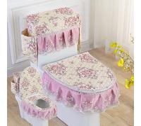 Set copriwater in 3 pezzi, morbido pizzo, decorazione for il bagno, coperchio del WC, serbatoio e coprisedili con cerniera, for il comfort e lo stile del bagno di casa(Purple)