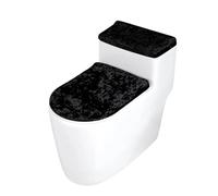Set copriwater universale 4 pezzi 2 set coperchio e copriserbatoio in poliestere nero elastico Accessori da bagno completi for la decorazione domestica