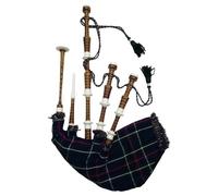 Set cornamusa scozzese Great Highland, finitura marrone palissandro con supporti avorio, varie coperture scozzesi, pronta all'uso (Mackenzie Tartan)