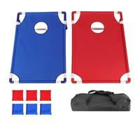 Set Cornhole Portatile,Gioco del Lancio dei Sacchetti di Fagioli - Comprende 6 Sacchetti di Fagioli, Tavola Giocattolo 58x51 cm per Spiaggia Giardino Cortile Interno Patio Campeggio Parco
