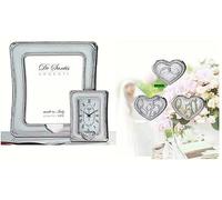 SET CORNICE + OROLOGIO Cm.9x13 in ARGENTO 925 Made Italy NOZZE MATRIMONIO 424/09