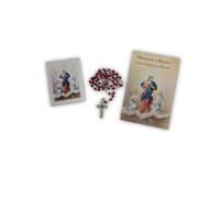 Set Corona Rosario Maria Che Scioglie i Nodi con Libretto Novena e Preghiera e Porta Rosario, Semi Cristallo Rosso