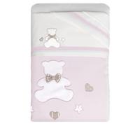 Set Corredo Letto Piumone Lenzuolo Federa Lettino Neonato Trapunta Culla Bambino Sfoderabile Anallergico Traspirante Antiacaro Antisoffoco Antiallergico (NEXT2ME, Serie “Tato” Rosa)