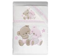 Set Corredo Letto Piumone Lenzuolo Federa Lettino Neonato Trapunta Culla Bambino Sfoderabile Anallergico Traspirante Antiacaro Antisoffoco Antiallergico (CARROZZINA, Serie “My Family” Rosa)