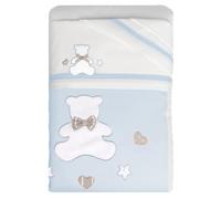 Set Corredo Letto Piumone Lenzuolo Federa Lettino Neonato Trapunta Culla Bambino Sfoderabile Anallergico Traspirante Antiacaro Antisoffoco Antiallergico (CARROZZINA, Serie “Tato” Cielo)