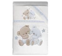 Set Corredo Letto Piumone Lenzuolo Federa Lettino Neonato Trapunta Culla Bambino Sfoderabile Anallergico Traspirante Antiacaro Antisoffoco Antiallergico (NEXT2ME, Serie “My Family” Cielo)